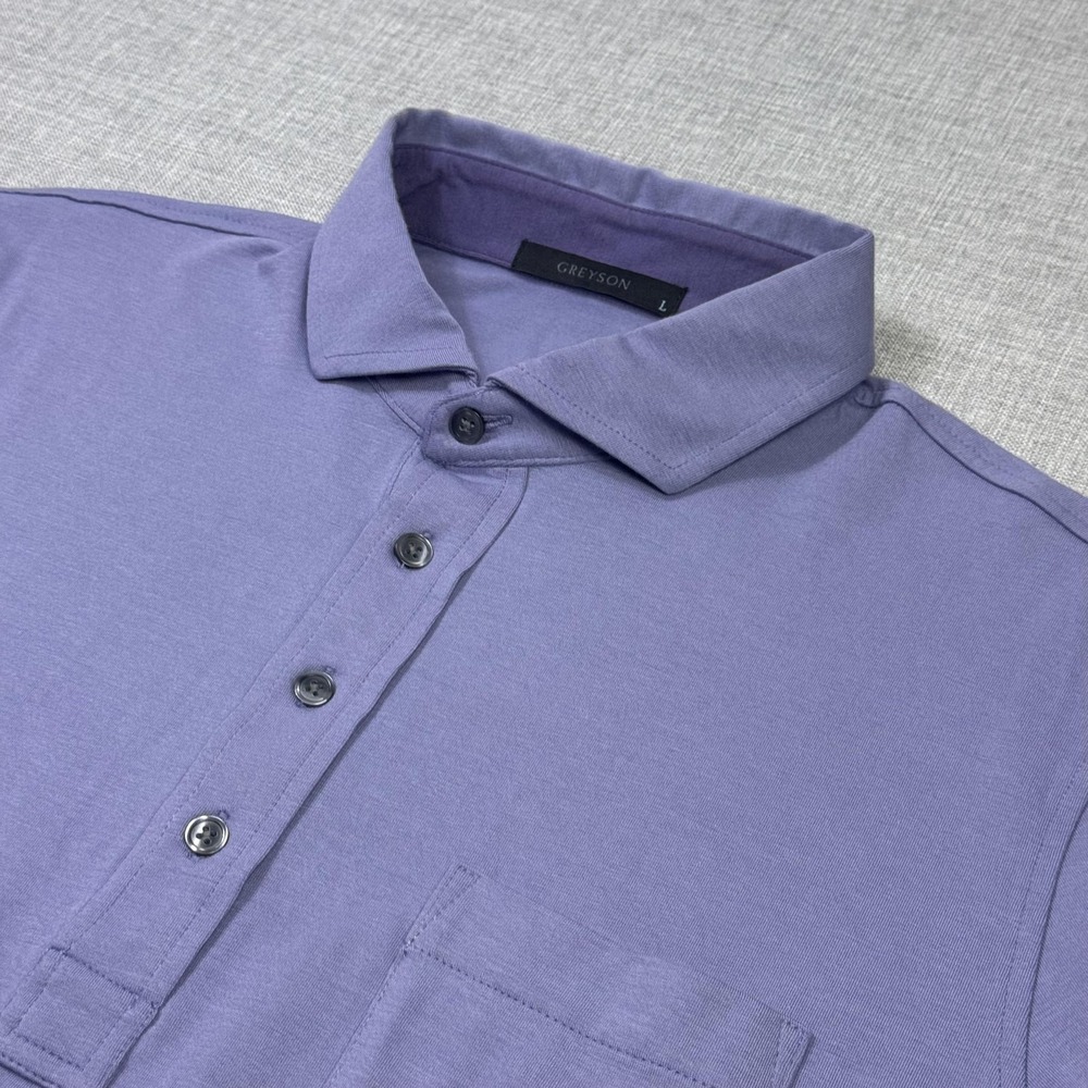Greyson Golf Polo Shirt Mens L Purple Relaxed Cotton Jersey Pocket Performance